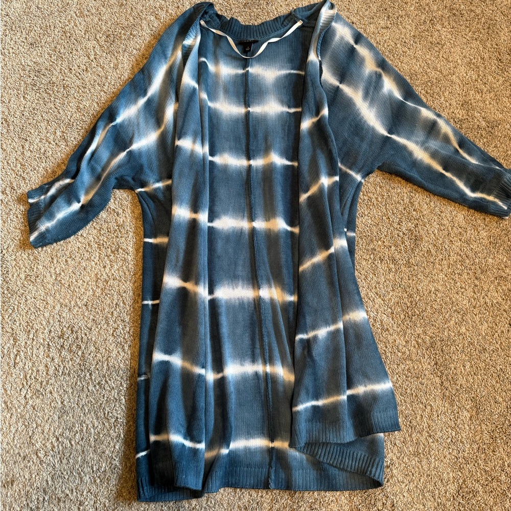 Women's Blue Tie-Dye Cardigan